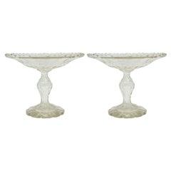 Antique Pair of English Victorian Crystal Compotes