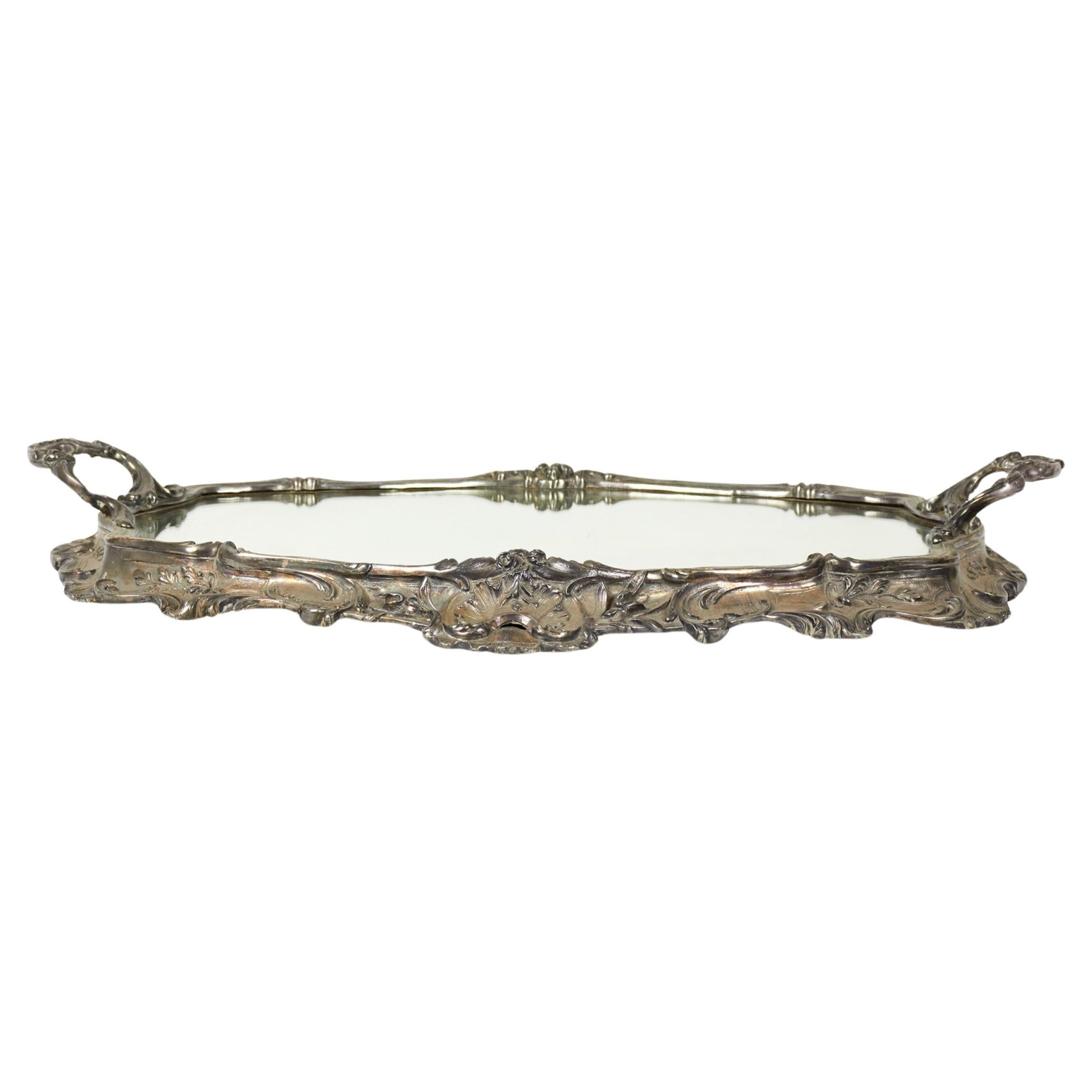 French Victorian Silver Plate Tray For Sale