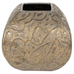 Gary Dipasquale Vase contemporain en céramique Squared Graffiti Bronze Glazed
