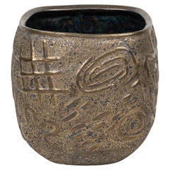 Gary Dipasquale Vase contemporain en céramique tournée Graffiti Bronze Glazed