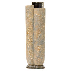 Gary DiPasquale Tall Lobed & Black Metallic Footed Vase Bark Exterior