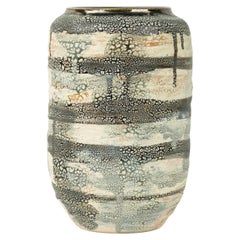 Gary DiPasquale Black, Grey & White Tall Drip Pattern Vase with Black Interior