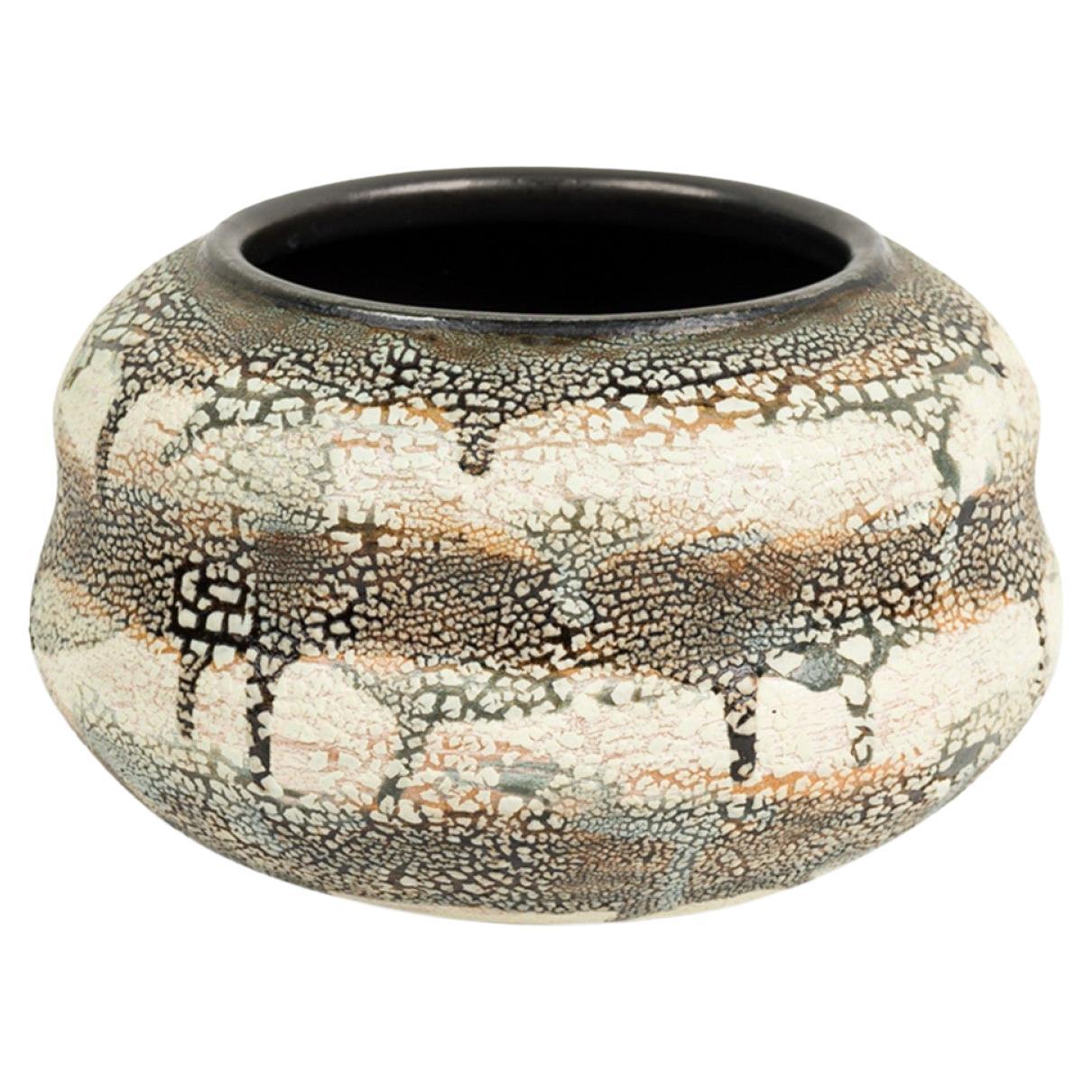 Gary DiPasquale Contemporary Black, Grey & White Double Gourd Drip Pattern Vase
