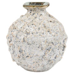 Gary DiPasquale Vase mit quadratischer Platte und bauchiger und verzierter Texturglasur, Gary DiPasquale