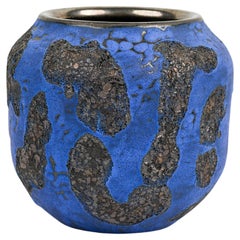 Gary DiPasquale Cobalt Blue Gourd Shape Vase with Black Lava Glaze Interior
