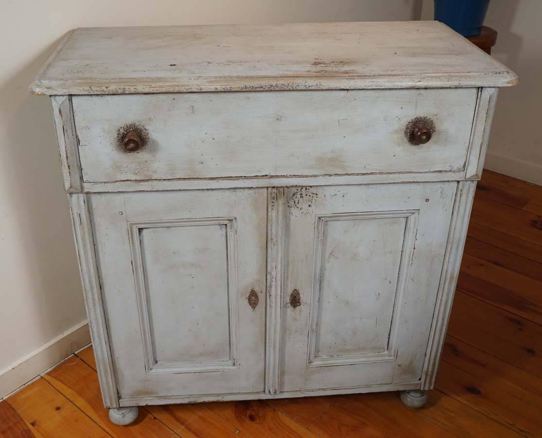 French Original Painted One-Drawer, Two-Door Buffet