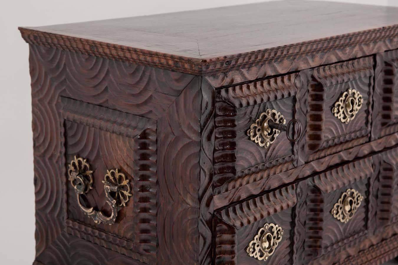 Carved 19th Century Rare Visakhapatnam Table Chest of Drawers For Sale