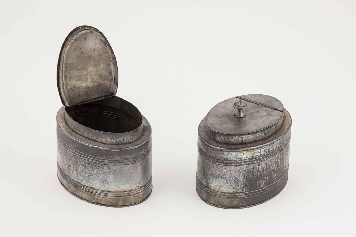 Pewter 18th century Satinwood Tea Caddy with original interior
