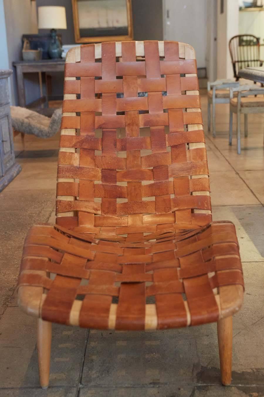 Arne Vodder Leather Strap Chaise, Denmark, 1952 2