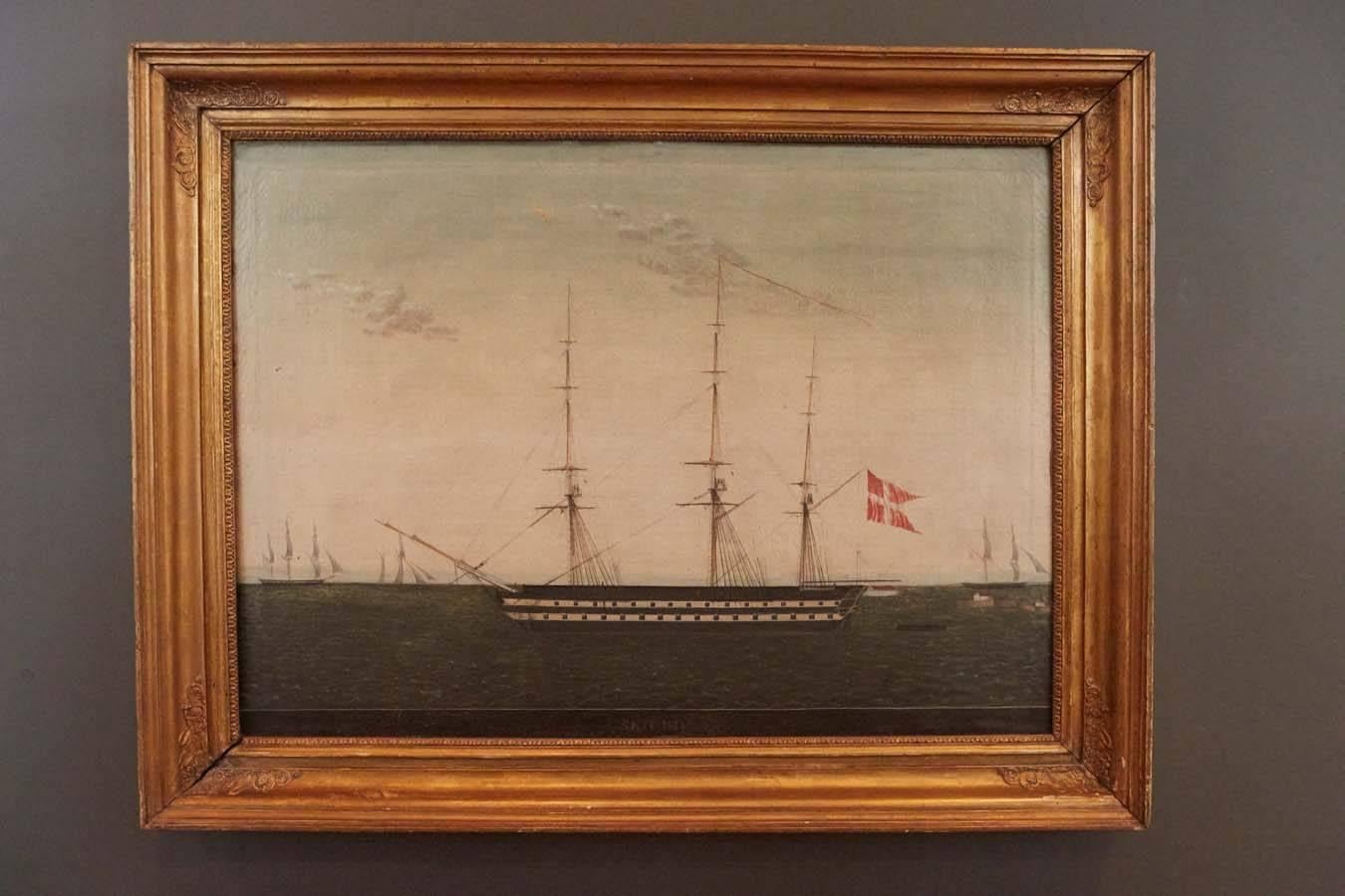 Swedish Large Nautical Painting, Sweden, Early 19th Century
