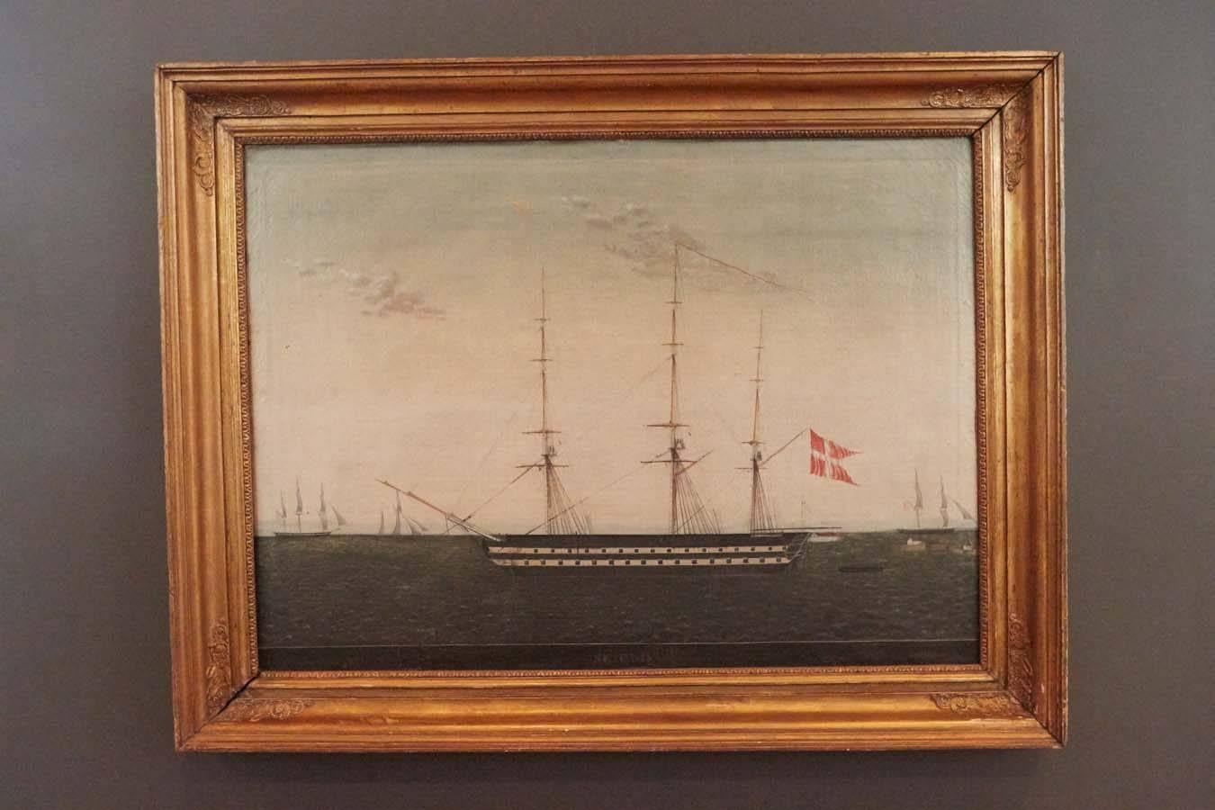 Large Nautical Painting, Sweden, Early 19th Century In Good Condition In Los Angeles, CA