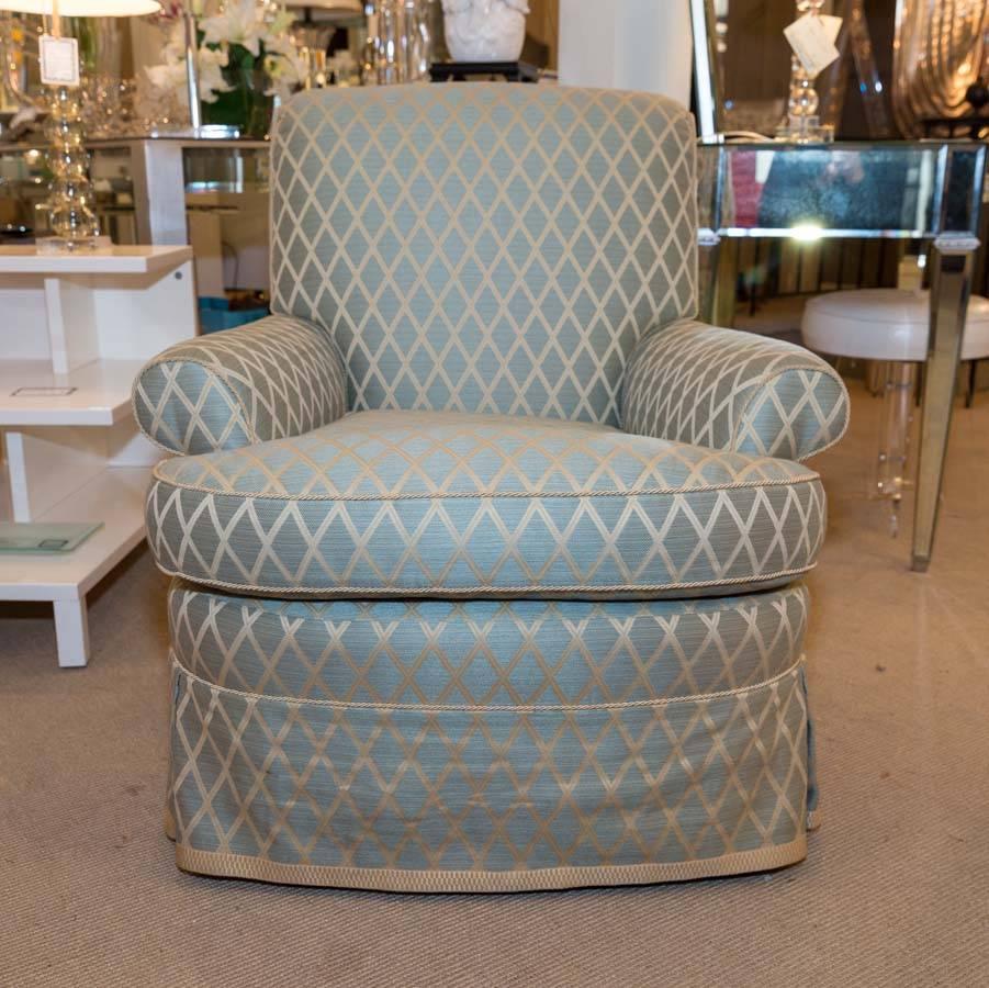 Attractive Upholstered Swivel Armchair For Sale 4