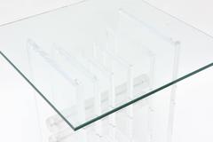 Mid-Century Modern Lucite and Glass Side Drink End Table Base