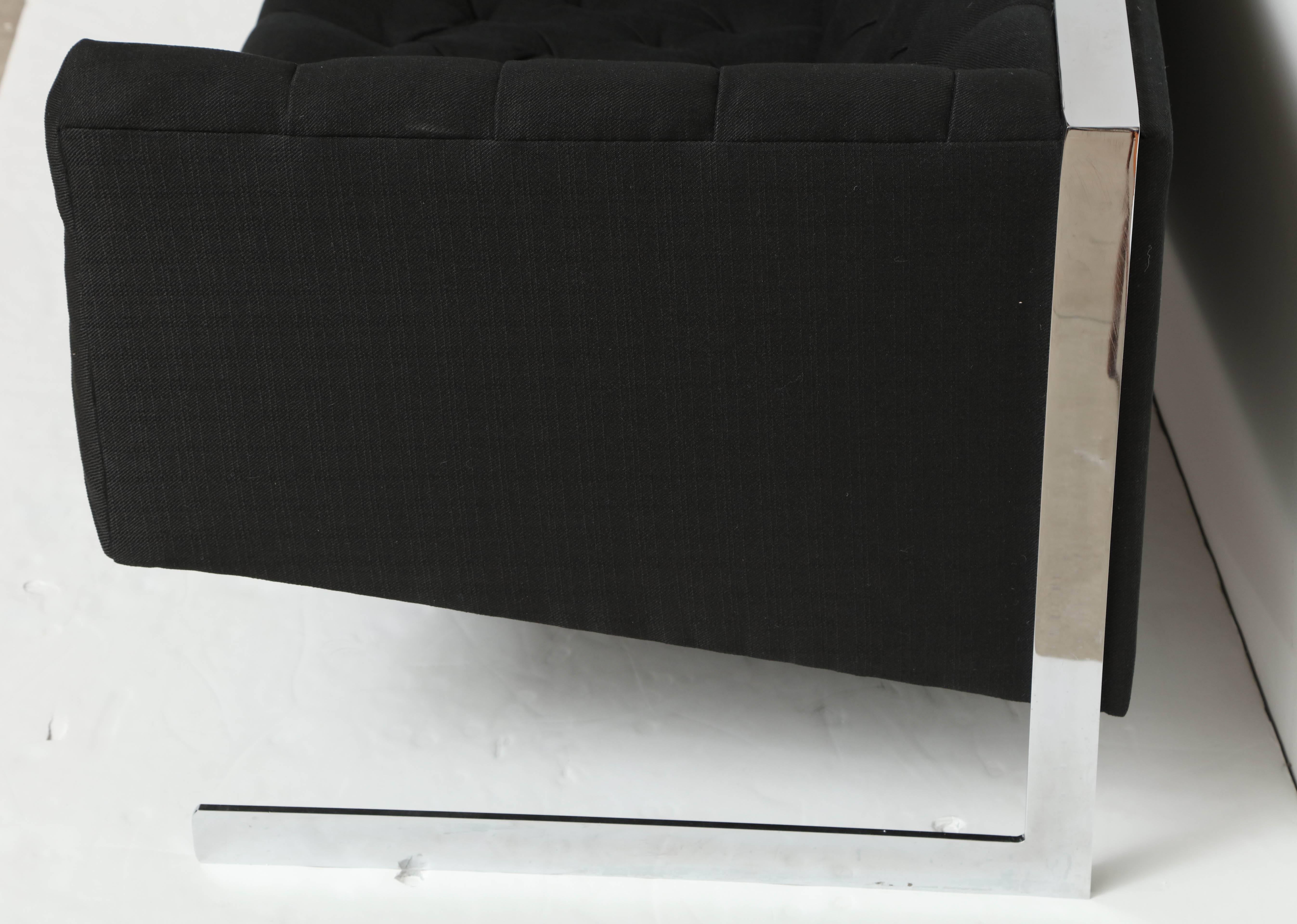 North American Fabulous 1970s Milo Baughman Cantilevered Chrome Sofa