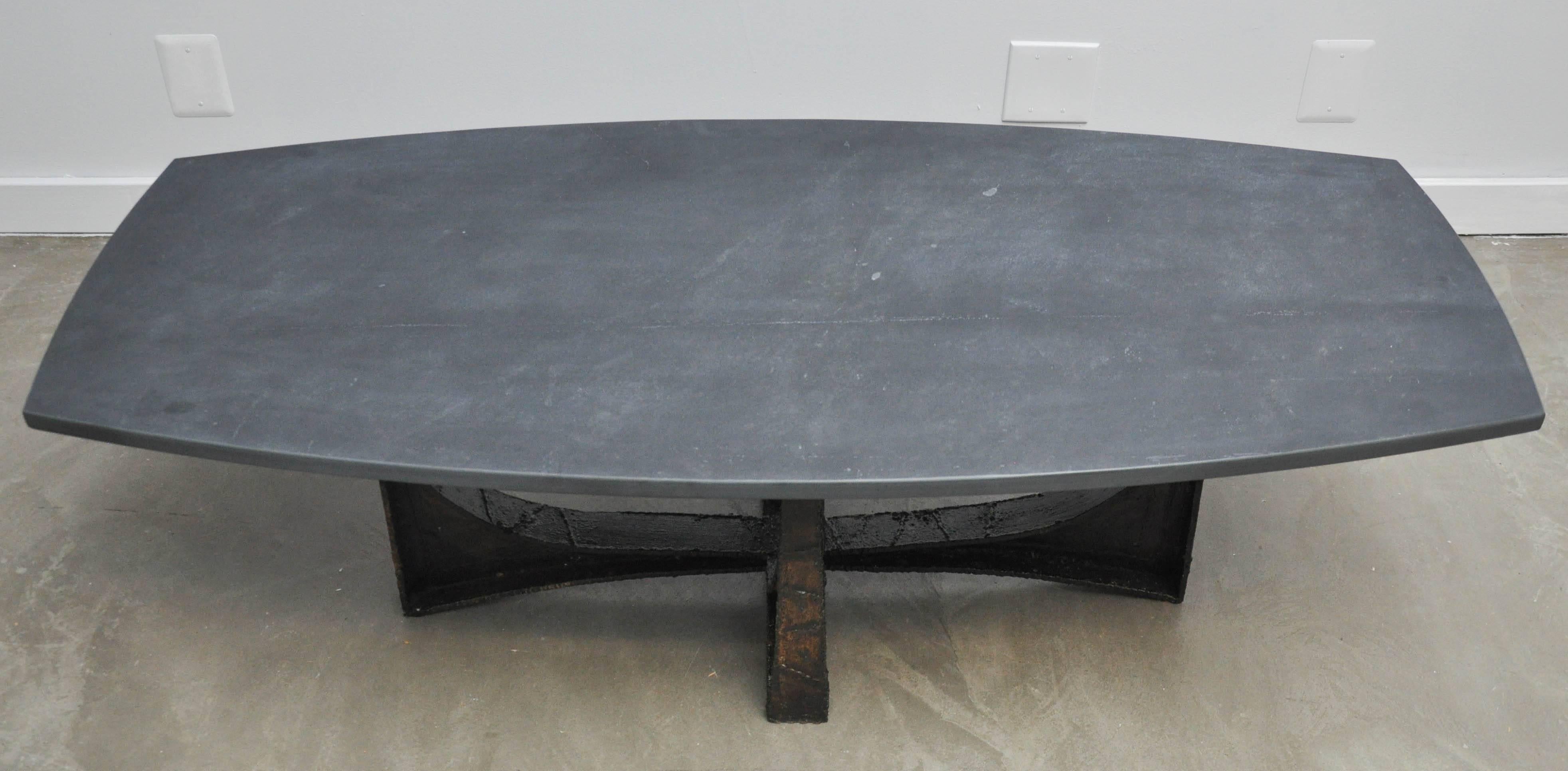American Paul Evans Forged Steel and Slate Coffee Table