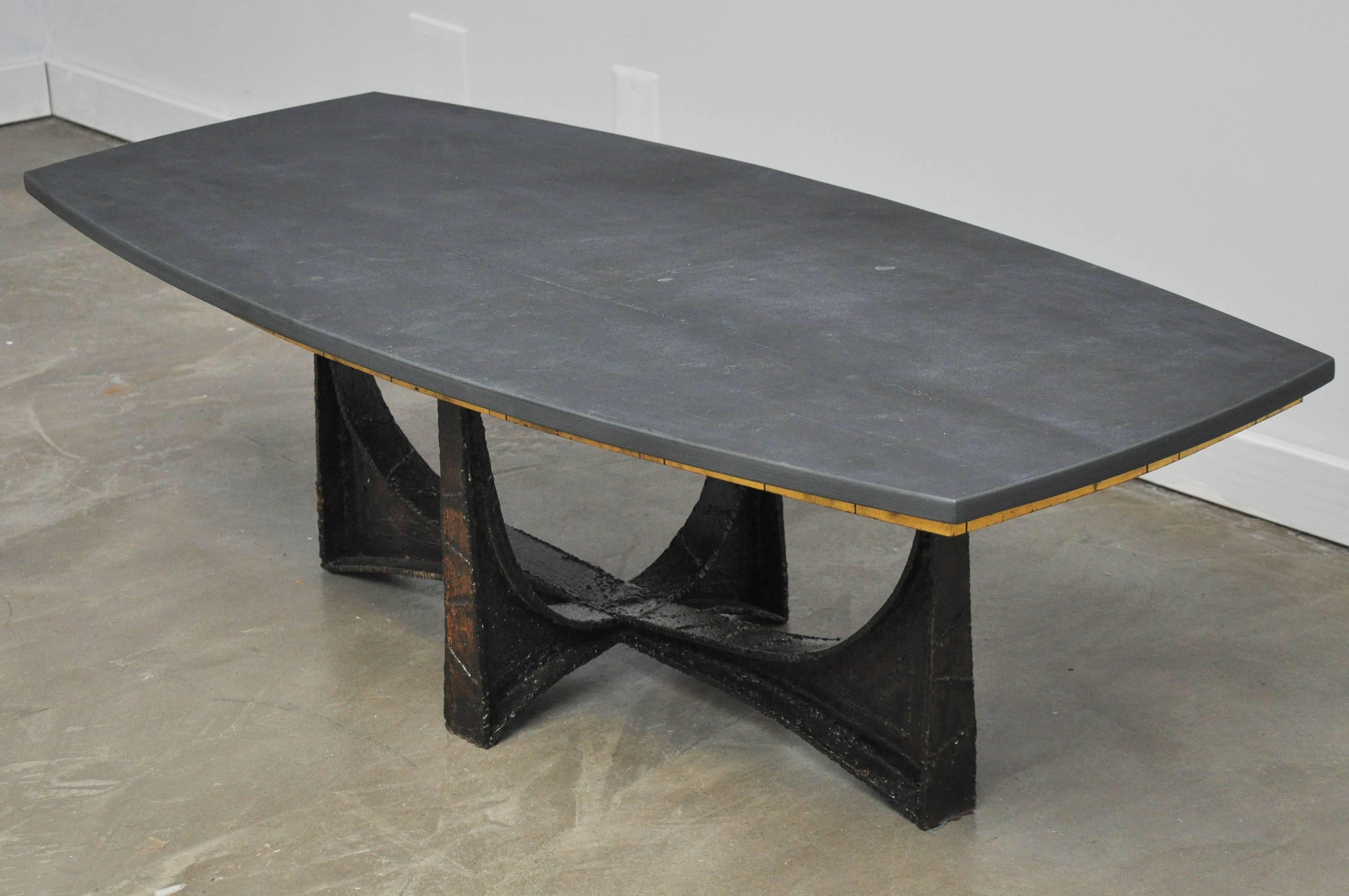 Paul Evans Forged Steel and Slate Coffee Table 2
