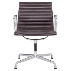 2012 Herman Miller Eames Aluminum Group Side Desk Chair Brown Leather 12+ Avail