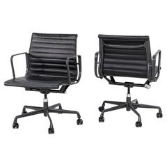 2012 Herman Miller Eames Aluminum Management Desk Chairs Black Leather 4x Avail