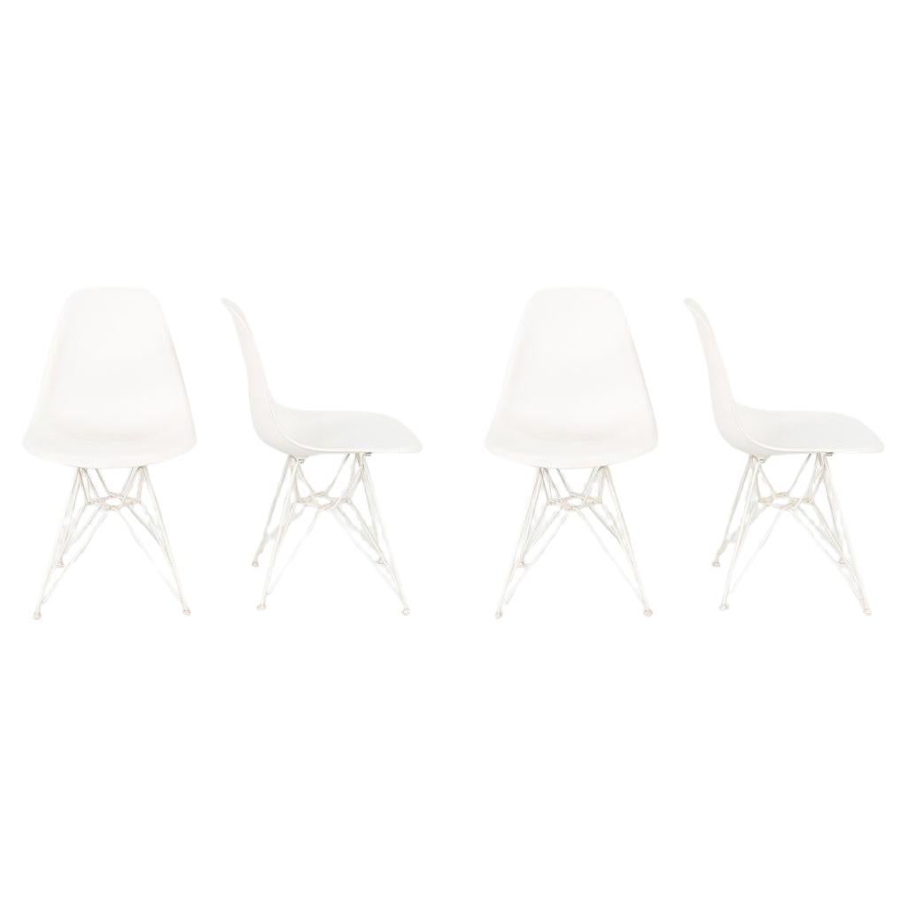 2014 Eames Plastic Shell Chairs in White with Eiffel Base, 5x Available For Sale