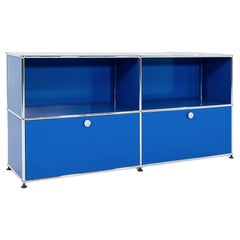 USM Haller Blaue C2A Anrichte / Schrank mit 2x ausziehbaren Schubladen, 2000er Jahre