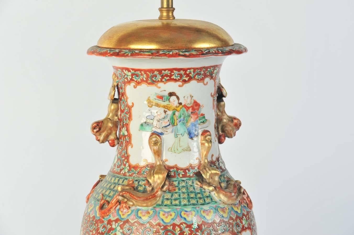 Late 19th Century Pair 19th Century Chinese Canton Vases / Lamps