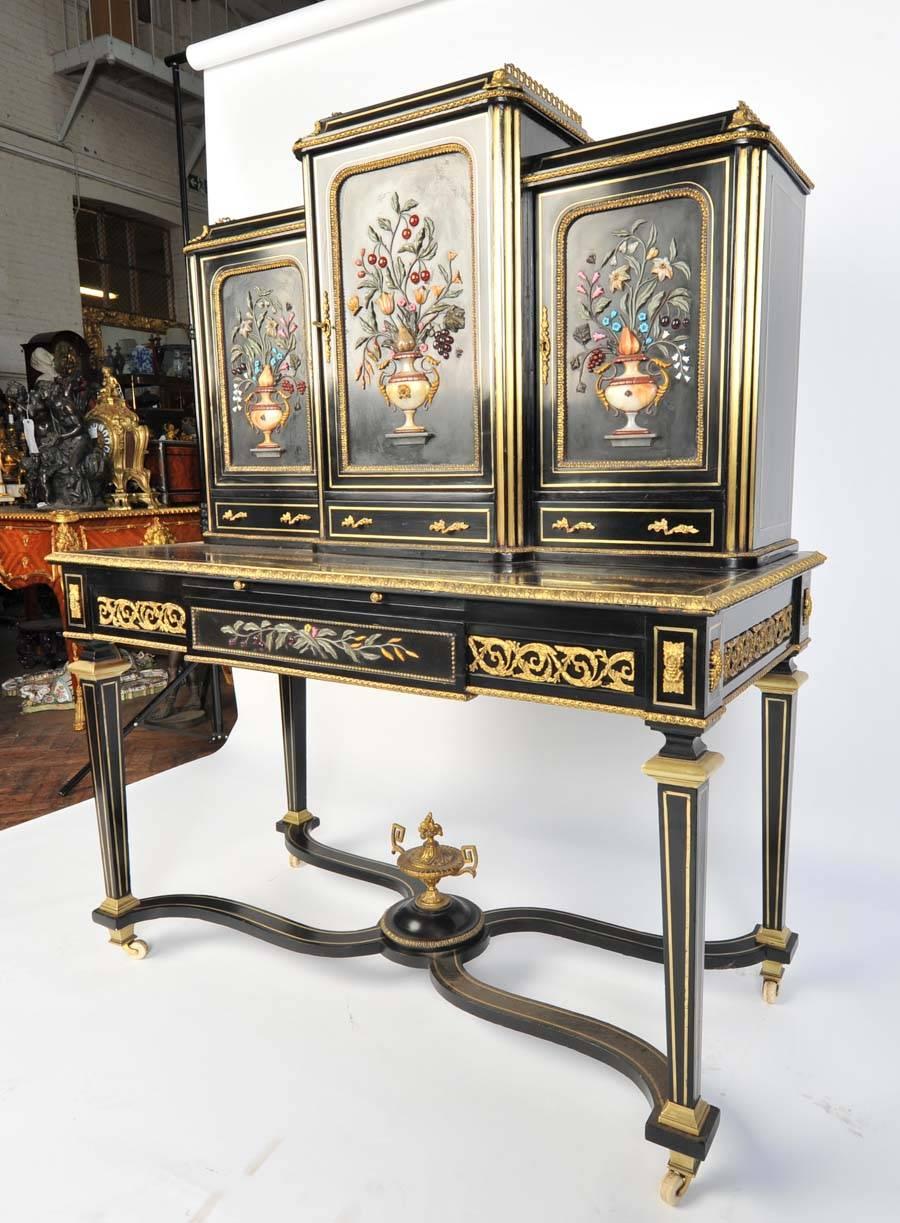 Pareja Siglo XIX Pietra Dura Bonheur Du Jours Napoleón III en venta