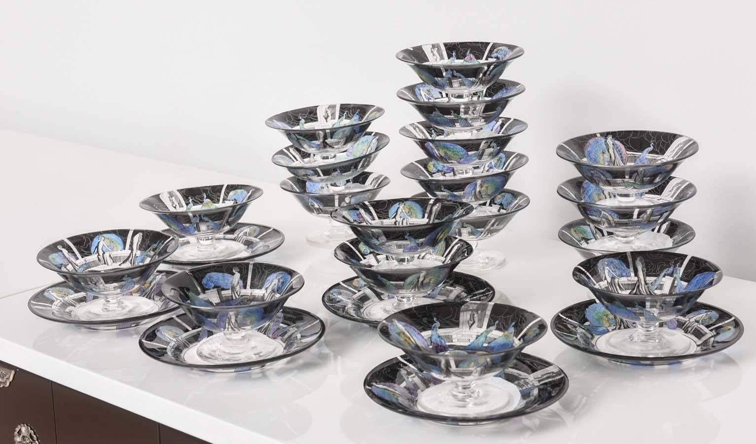 Rare Set of Venetian Art Deco Coupes and Plates For Sale 1