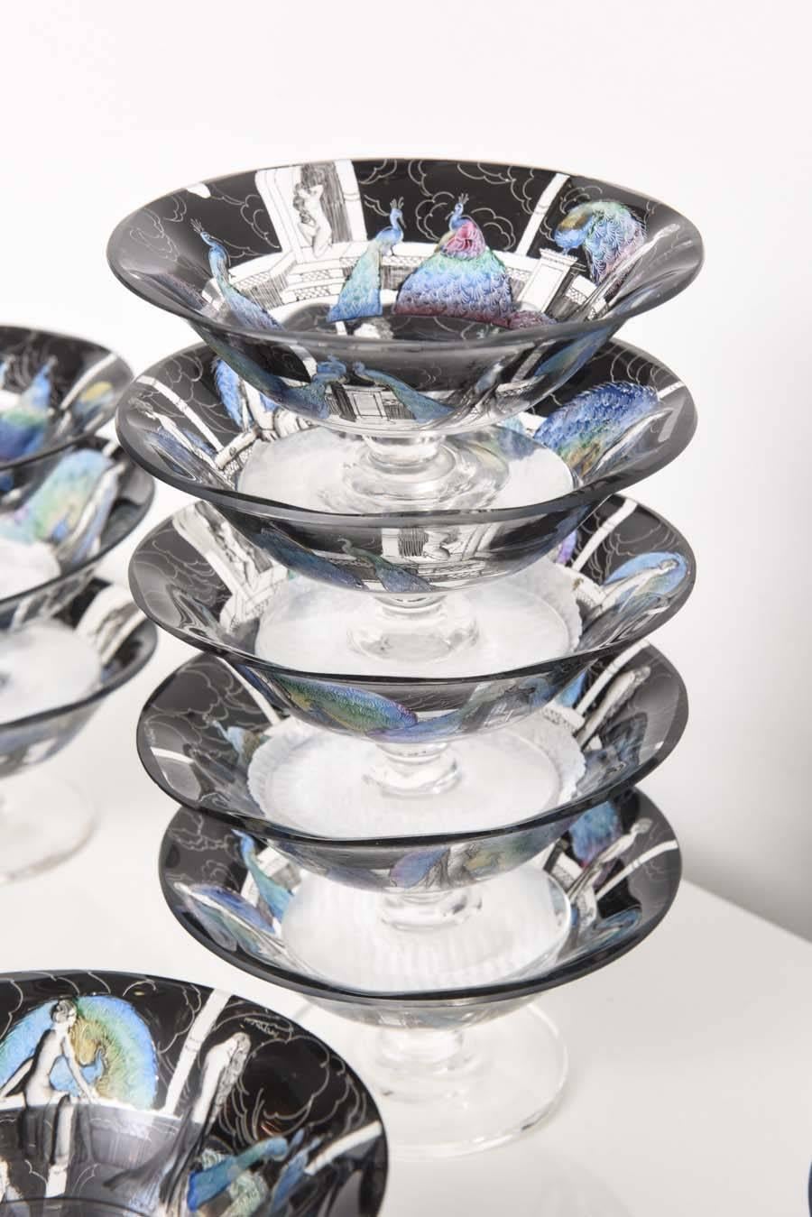 Rare Set of Venetian Art Deco Coupes and Plates For Sale 2