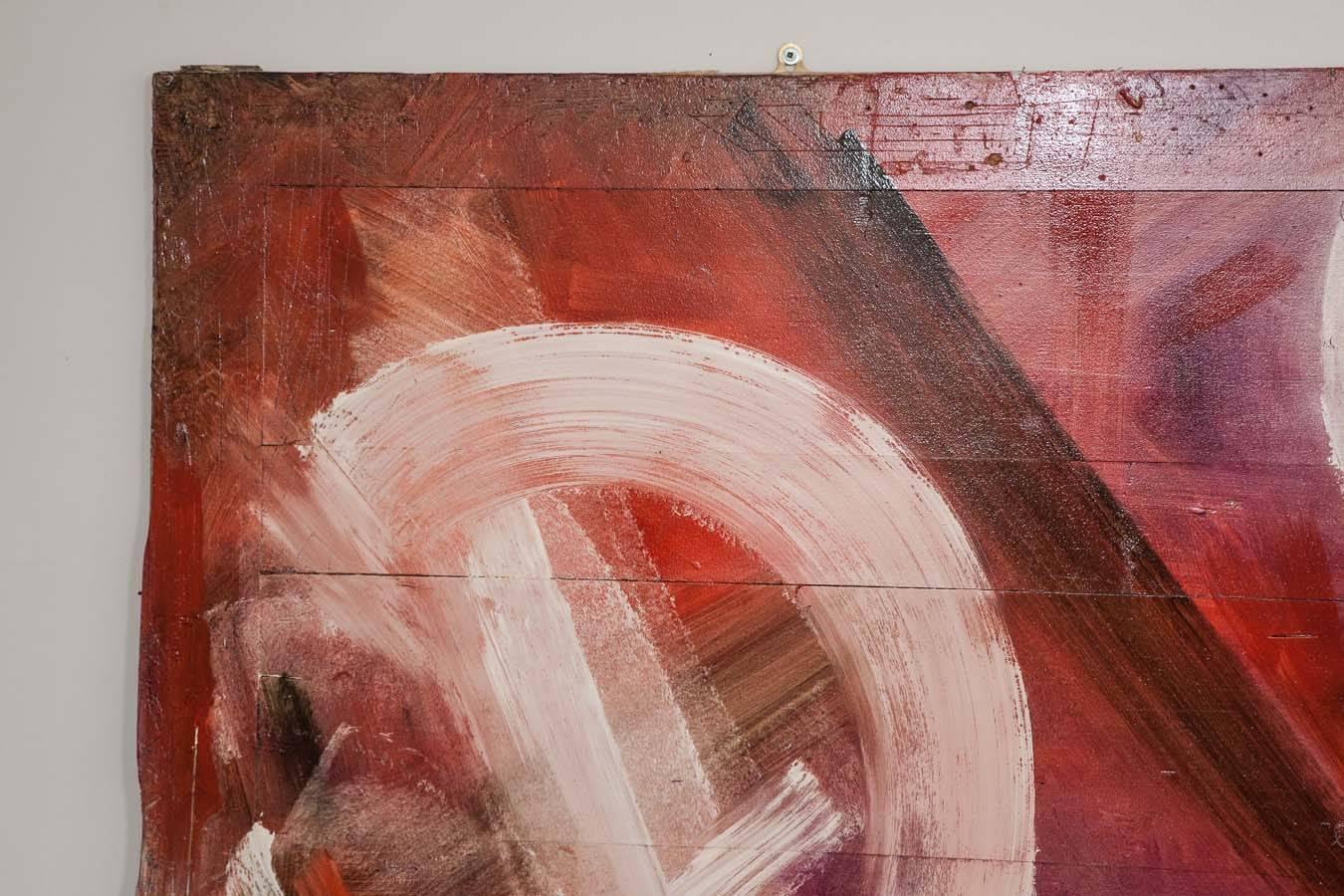 Abstract painting on board signed Mari Revoltella.