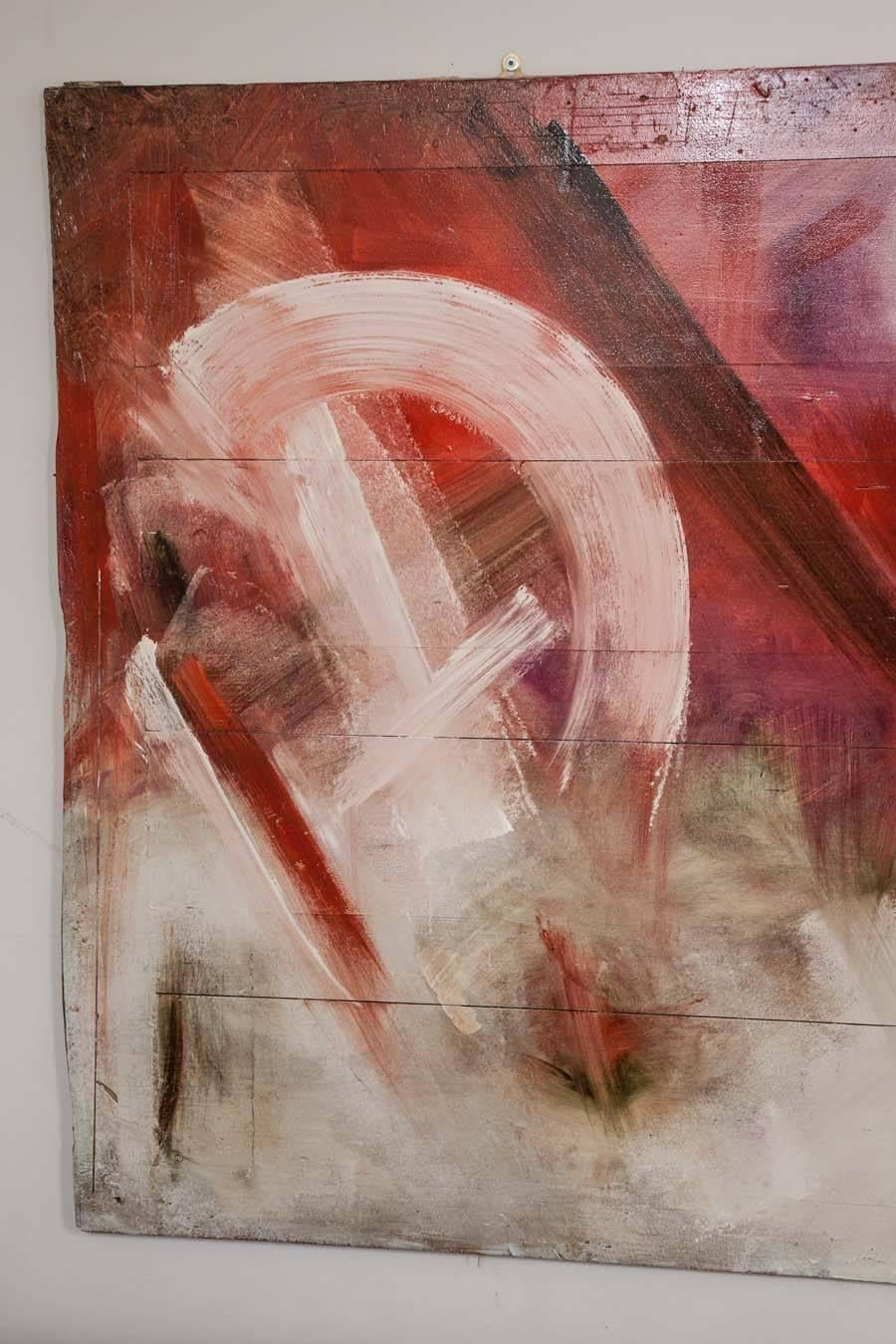 Modern Abstract Painting on Board Signed Mari Revoltella