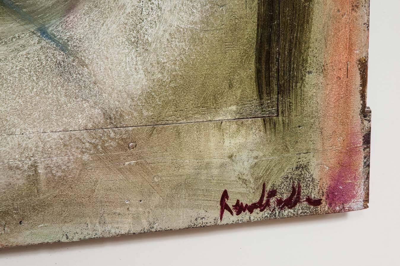 Abstract Painting on Board Signed Mari Revoltella In Excellent Condition In London, GB