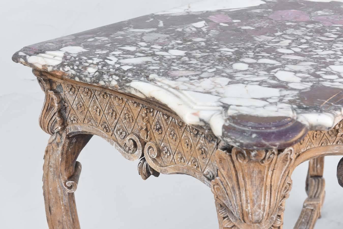 18th Century Bleached Walnut Console with Marble Top In Excellent Condition In West Palm Beach, FL