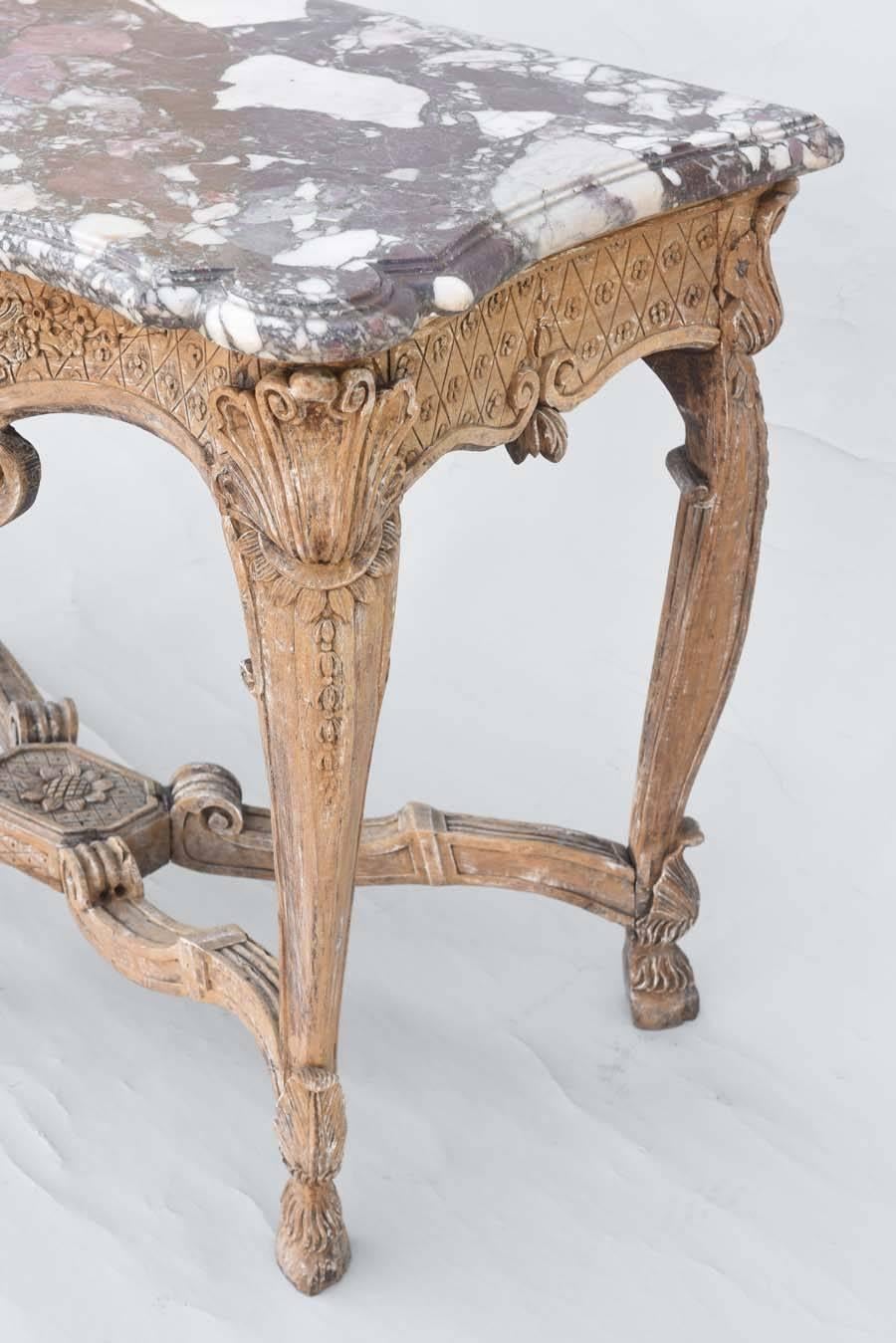 18th Century Bleached Walnut Console with Marble Top 3