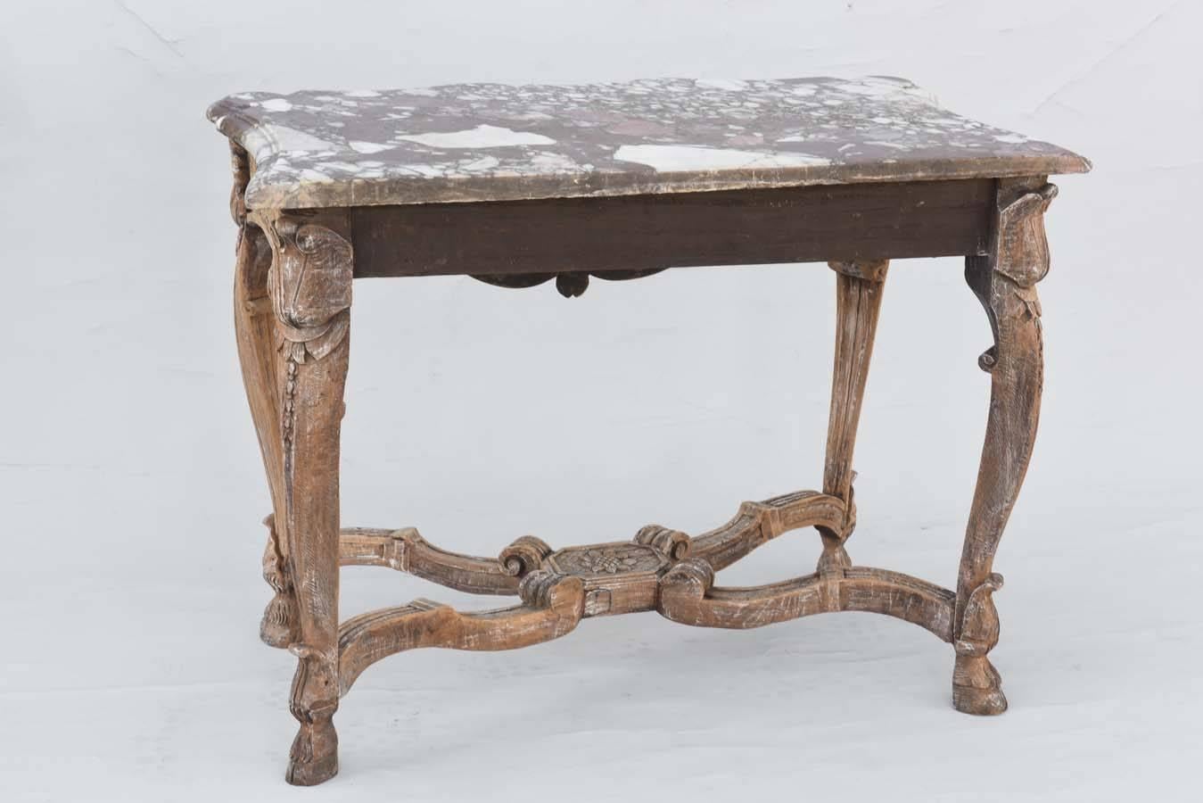 18th Century Bleached Walnut Console with Marble Top 4