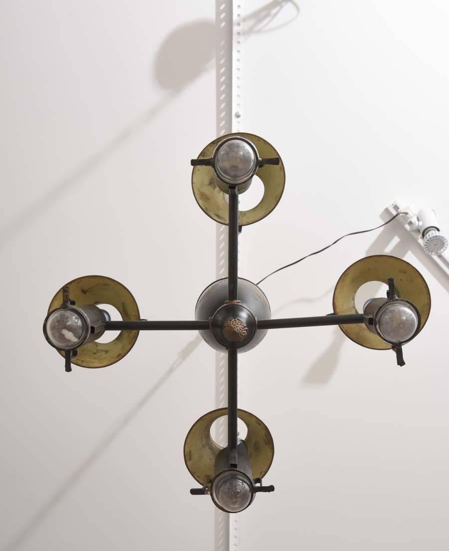 19th Century French Tole Four-Light Chandelier 4