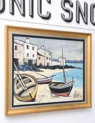 "La Ponche" 'Saint Tropez' Oil on Canvas by Charles Levier, France, 1960s