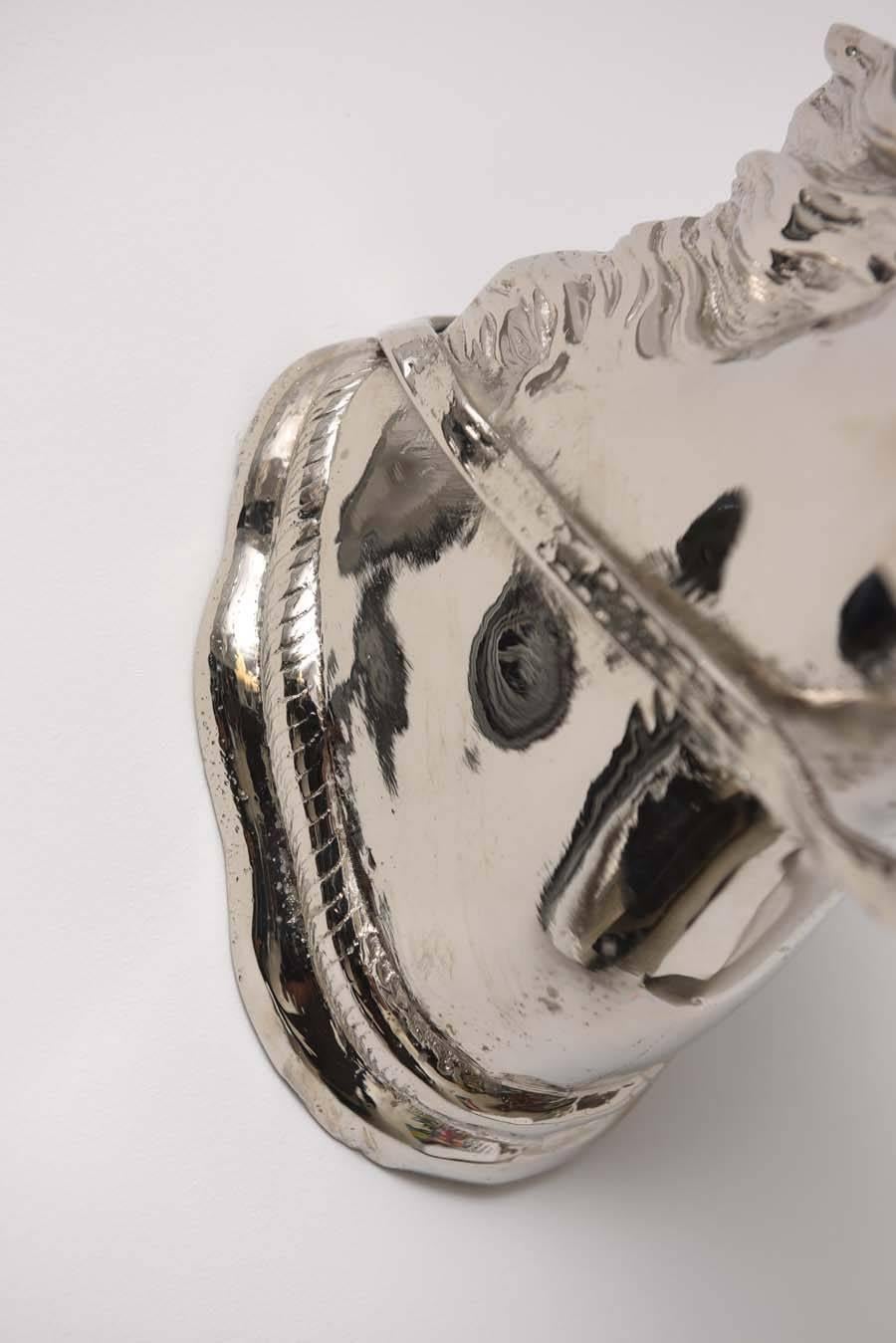 Wall-Mount Nickle-Plated Horse Head Sculpture, German, 1960s 2