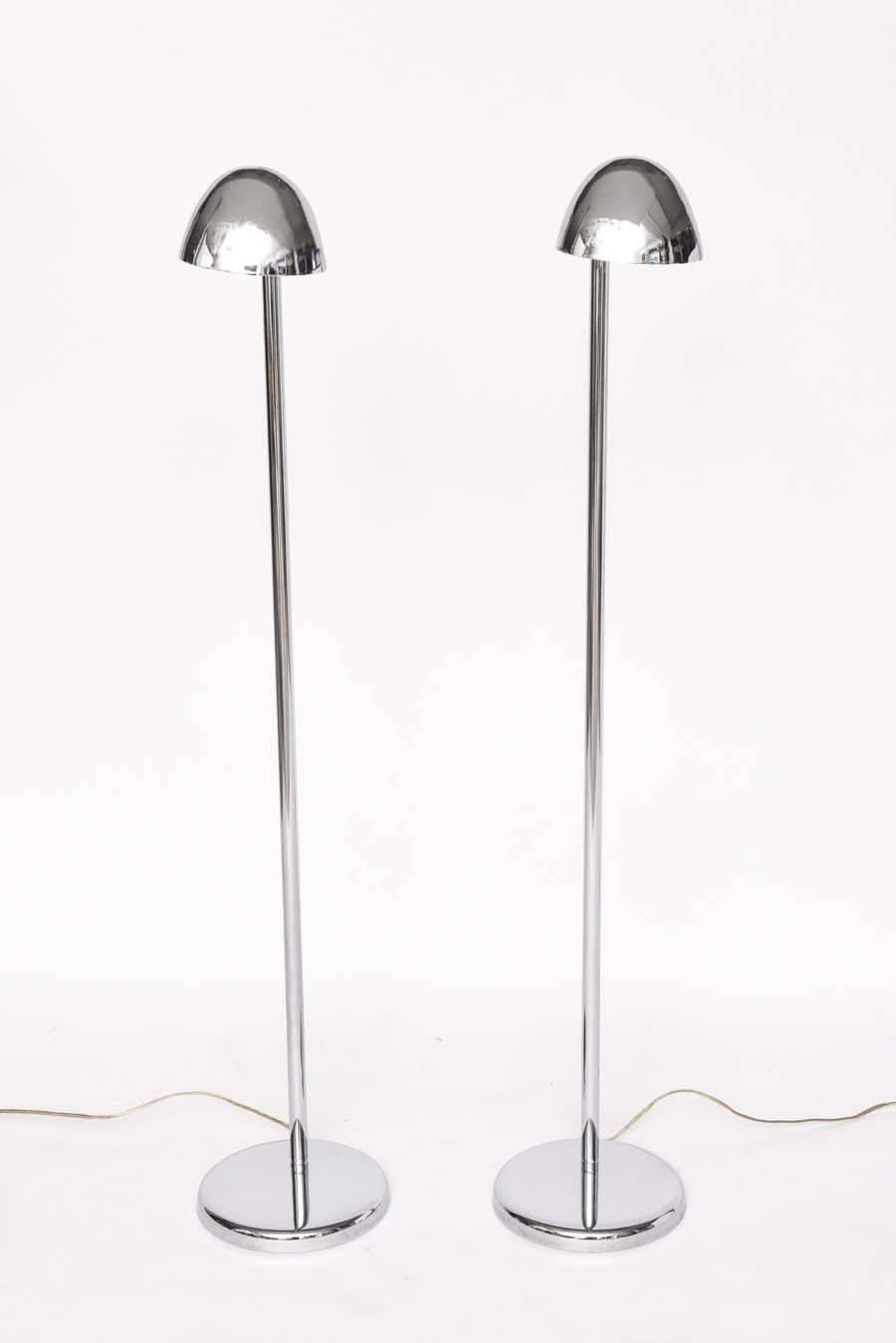 American Pair of Art Deco Aluminum Floor Lamps For Sale