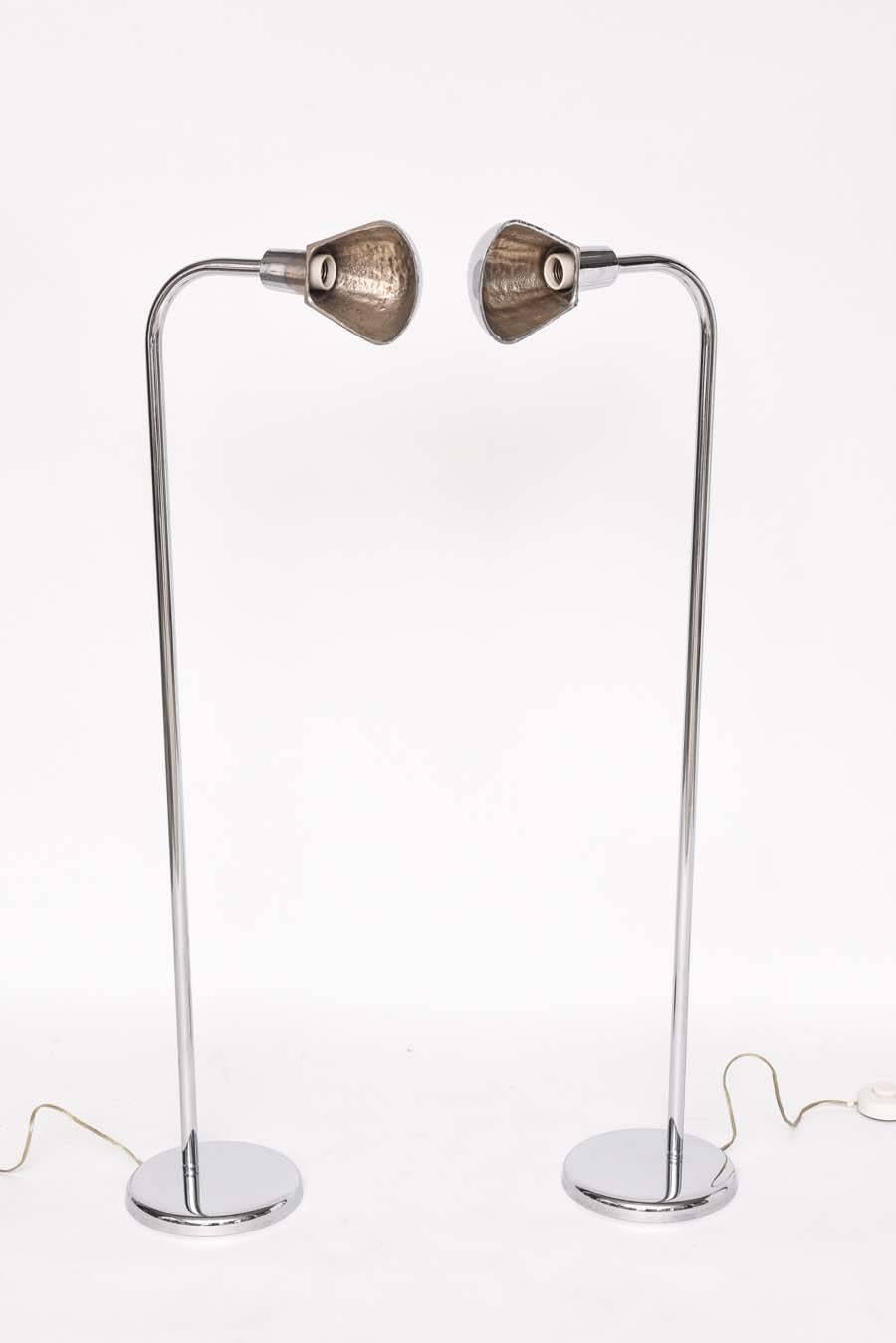 Cast Pair of Art Deco Floor Lamps For Sale