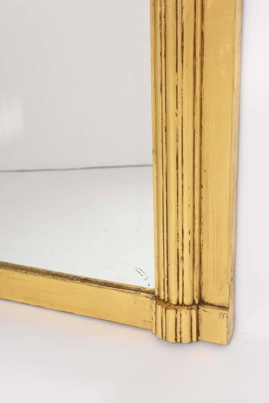Silvered French Art Deco Trumeau Mirror in Gold and Silver Leaf