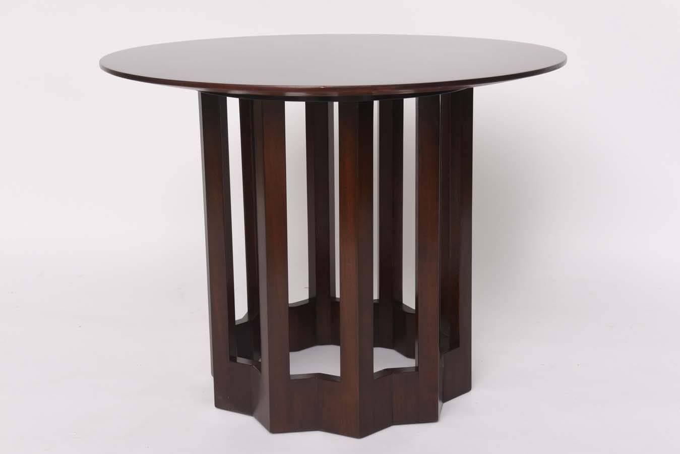 This stylish table was created by the iconic furniture designer Harvey Probber in 1960s. It is fabricated in walnut wood and has been professionally restored.

For best net trade price or additional questions regarding this item, please click the