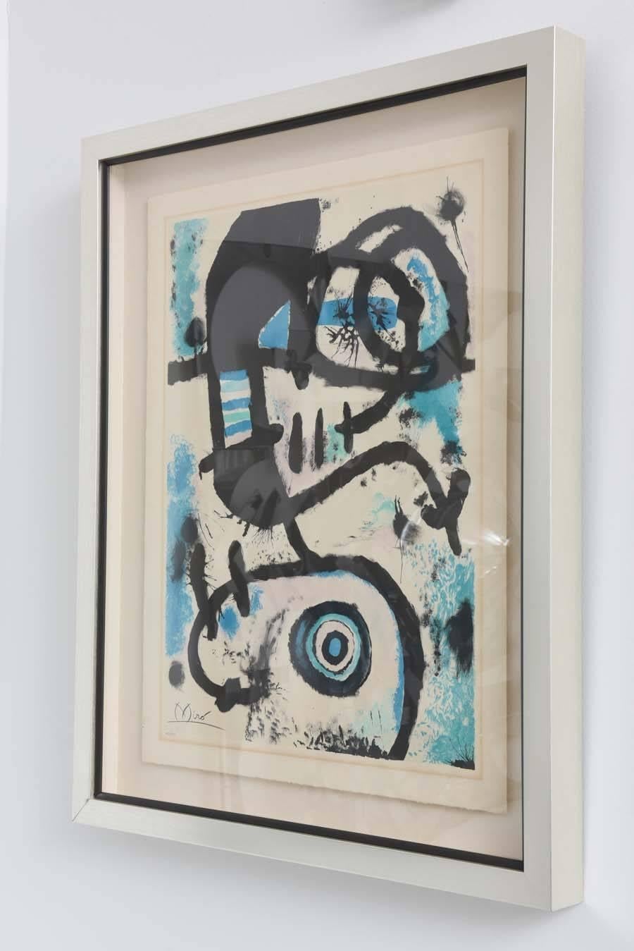 French 1960s, Joan Miro Lithograph 20/375, Pencil Signed and Embossed