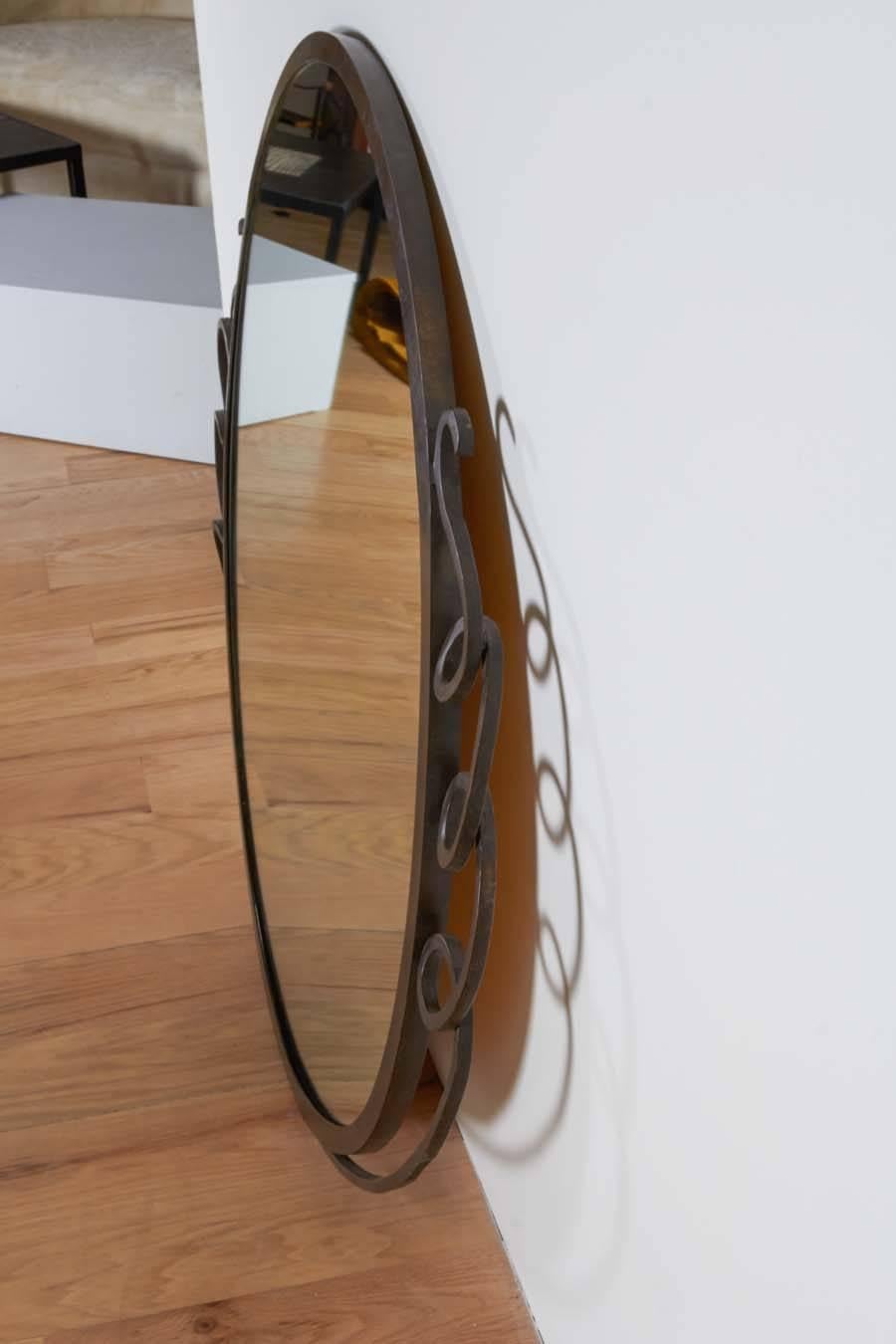 American Wall Hanging Patinated Bronze Mirror