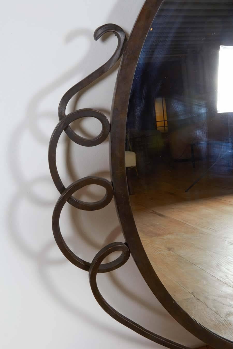 20th Century Wall Hanging Patinated Bronze Mirror