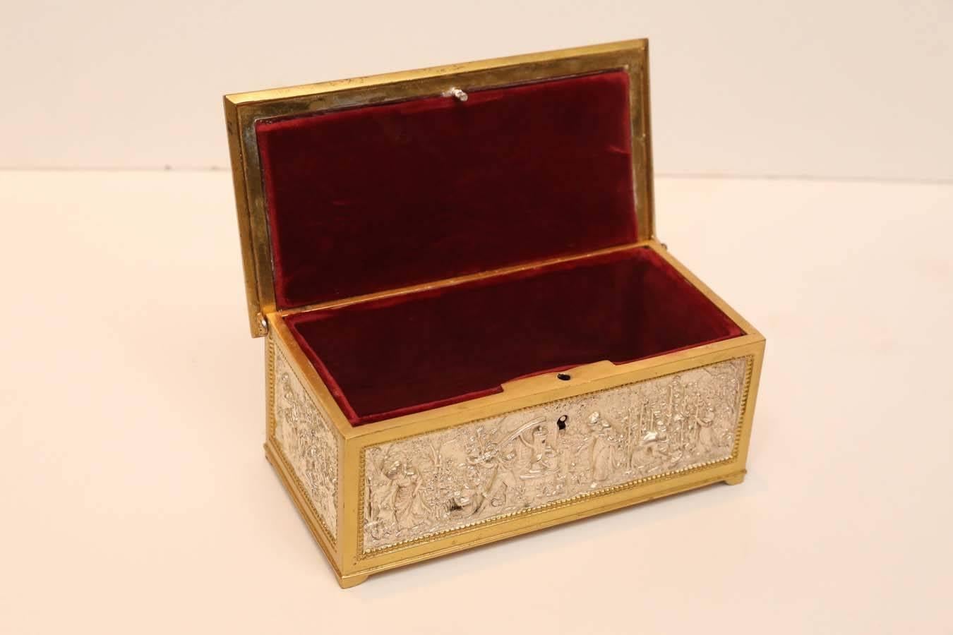French European Silver and Bronze Dore Decorative Box