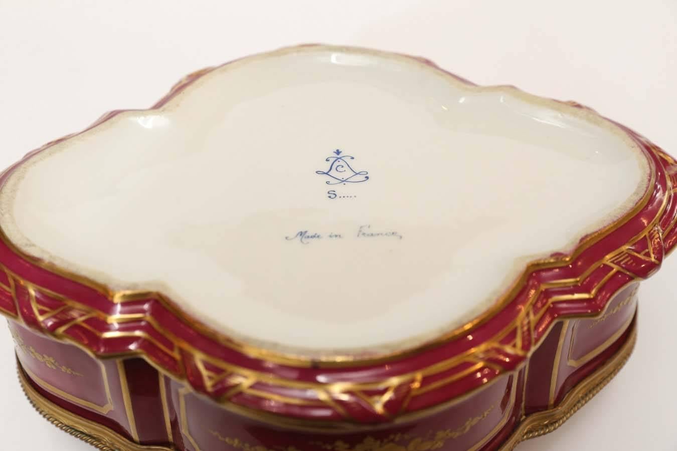 Painted Sevres Porcelain Box with Gilt Trim
