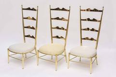 Rare Tall Back Brass Chiavari Chairs with Truncated Legs