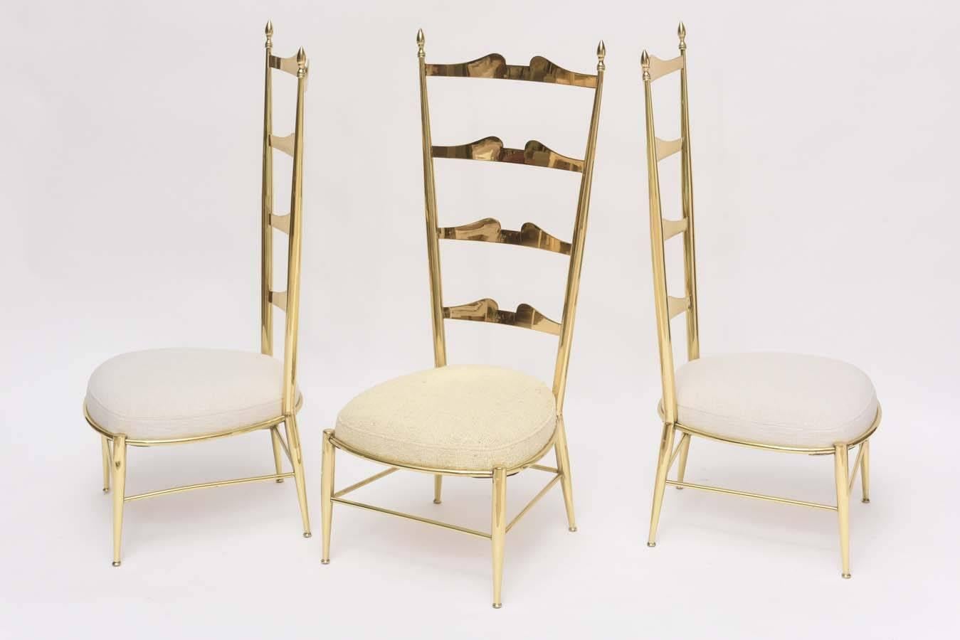 Rare Tall Back Brass Chiavari Chairs with Truncated Legs For Sale 1