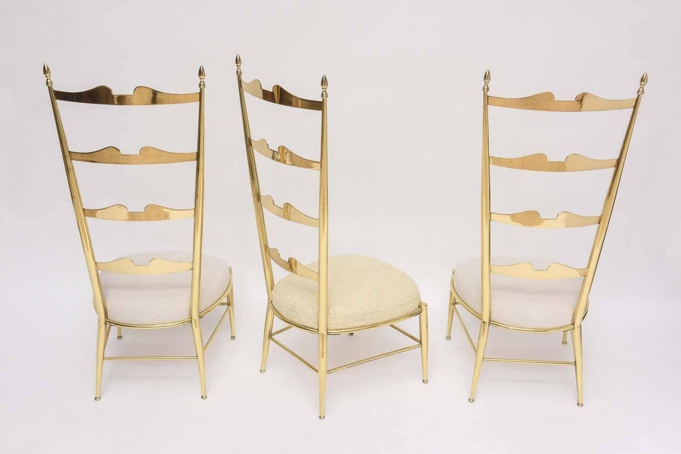 Rare Tall Back Brass Chiavari Chairs with Truncated Legs For Sale 2
