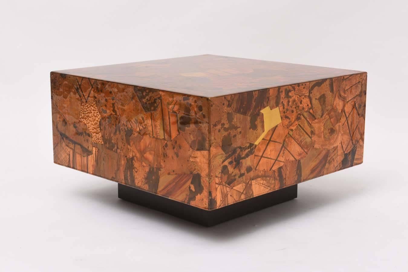 Brutalist Copper-Clad Coffee Table in the Manner of Paul Evans In Excellent Condition In North Miami, FL